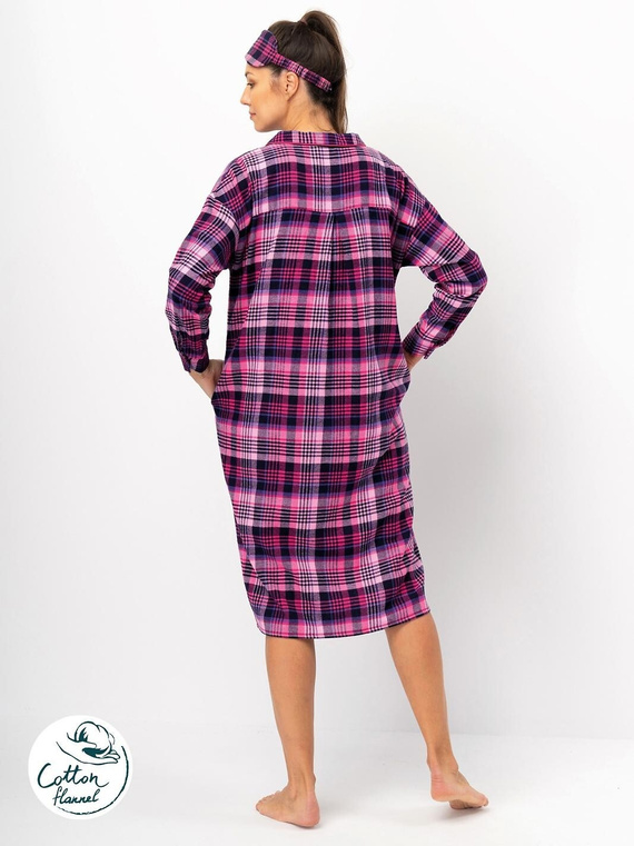 Dámská košile Key LND 490 fuchsiová-bavlněný flanel, dlouhý rukáv, knoflíky