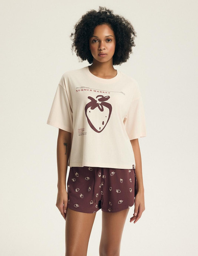 Dámské pyžamo Henderson Evika 44474 – bavlna, jahody, šortky
