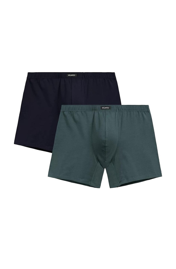 Pánské boxerky Atlantic 2MH-173 green/ navy blue - střih na míru, bavlna, 2 balení