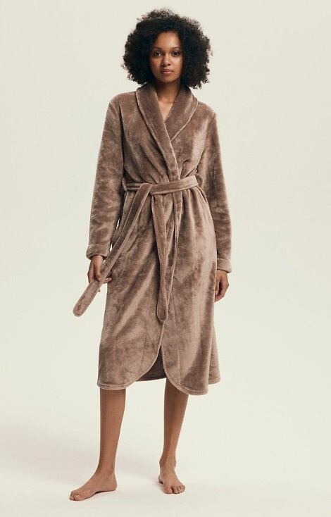 43595 Dextra Dámský župan Henderson coffee - měkký, vázaný, nad kolena