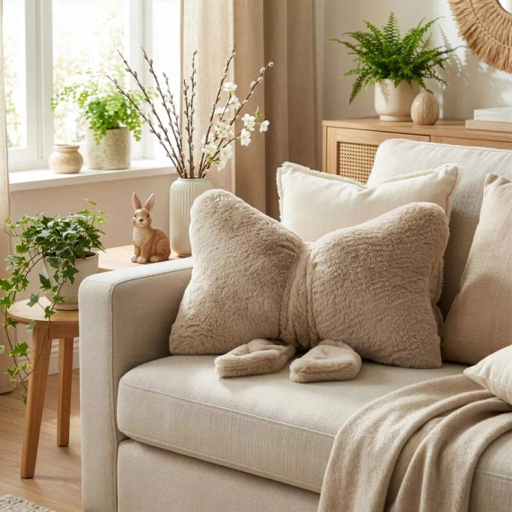 Eurofirany Wiosna 135 – dekorativní polštář 37x10x30 s mašlí beige