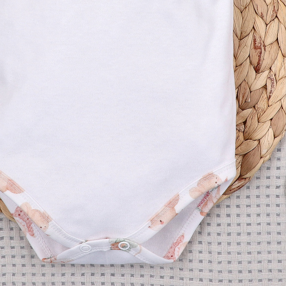 Dětské body Nini Little Mouse organická bavlna zapínání na rameni krátký rukáv