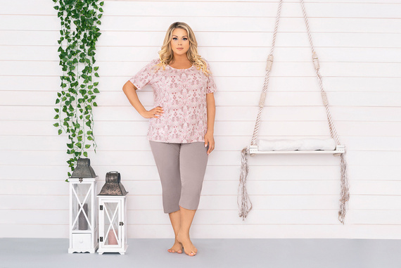 Kalmia Dámské pyžamo s krátkým rukávem, 3/4 kalhoty Italský módní potisk