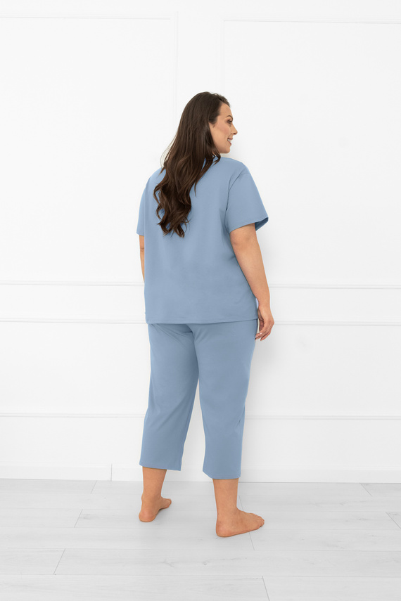 Dámské pyžamo Ksara - krátký rukáv, 3/4 kalhoty, bavlna Italian Fashion - ocelové