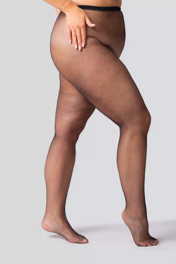 Rete Cabaret punčocháče Queen Size - černé, malá síťovina, elegantní a pohodlné