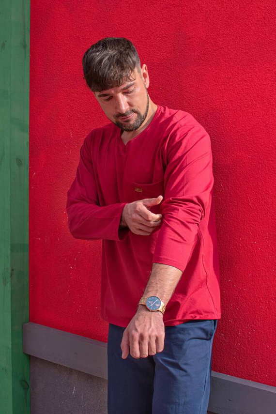 683 Kevin Forex Pánské pyžamo - bordó - tmavě modré