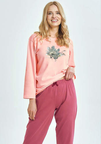 Patricia 3460 Taro dámské pyžamo meruňková bavlna 7/8 rukávy