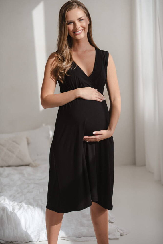 Star Light koszula nocna ciążowa i do karmienia z bambusa Milk&Love czarny