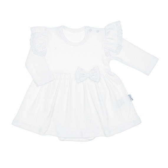 169392 Šaty s dlouhým rukávem Nicol - bílé, bavlněné, s krajkou