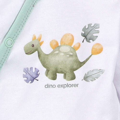 ABN-5562 Dino Explorer Envelope body Nini white | Organická bavlna pro novorozence