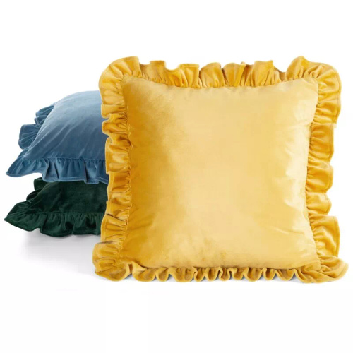 Povlak Brenda 45x45 šalvějový samet Eurofirany volán mustard