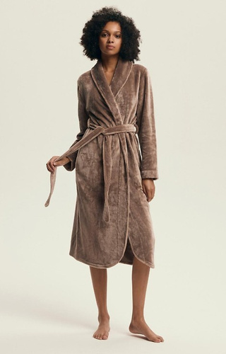 43595 Dextra Dámský župan Henderson coffee - měkký, vázaný, nad kolena