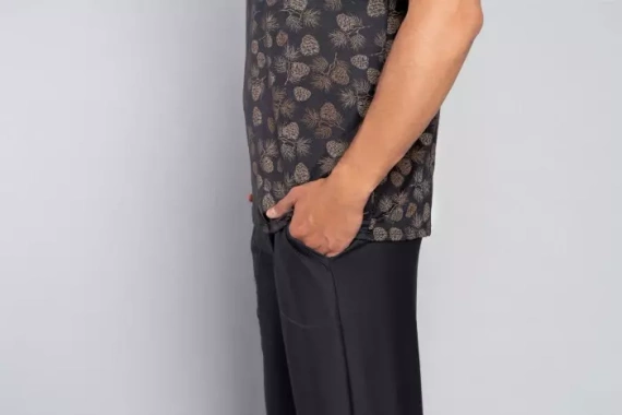 Pinus Pyžamo pánské s krátkým rukávem, dlouhé kalhoty Italská móda - potisk/grafit