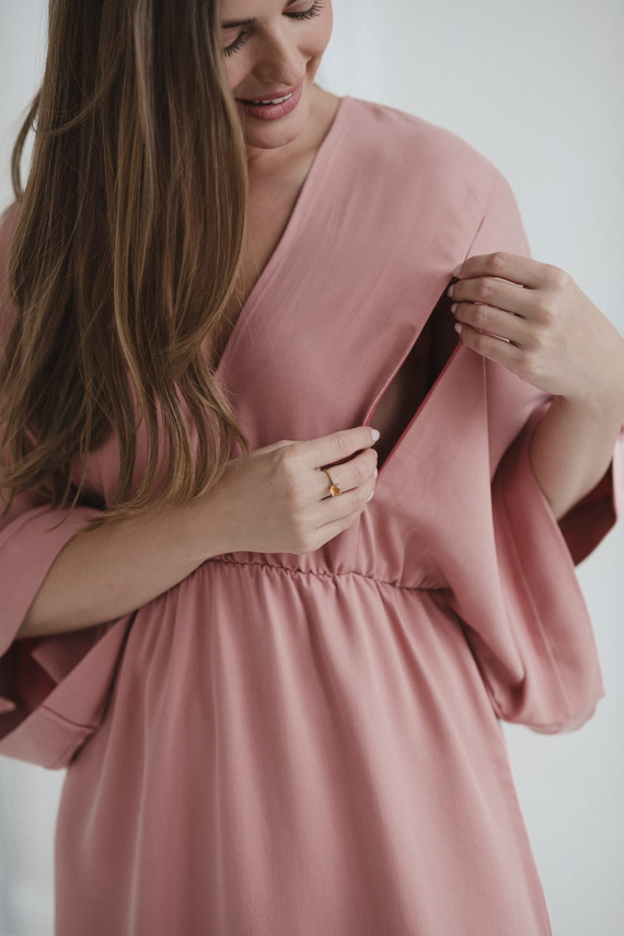 Mama Zen Milk&Love herbal rose - těhotenské a kojící šaty z materiálu Tencel