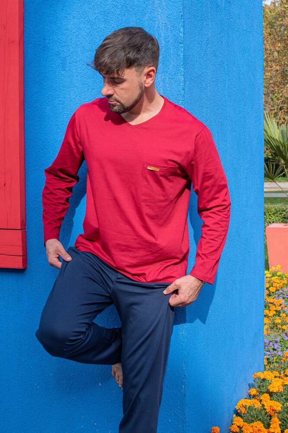 683 Kevin Forex Pánské pyžamo - bordó - tmavě modré