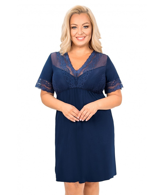 Dámská noční košilka Linda Donna s krajkou | viskóza | výstřih V