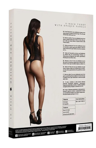 Body DES019 Le Désir černé body s výřezy a výstřihem S-L, XL-4XL