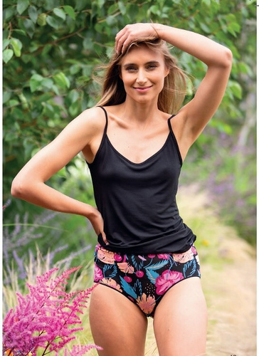 Dámské bambusové kalhotky maxi bikini Key LPF 516 černo-fuchsiové