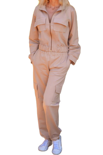 Mili Mirale dámský bavlněný teplákový komplet s kapsami - polská výroba - béžový