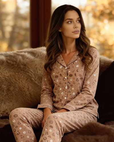 482/434 Smile 4 Cornette dámské pyžamo - bavlněné, rozepínací, s límečkem