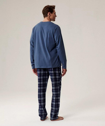 NMP-393 Atlantic blue - pánské bavlněné flanelové pyžamové kalhoty