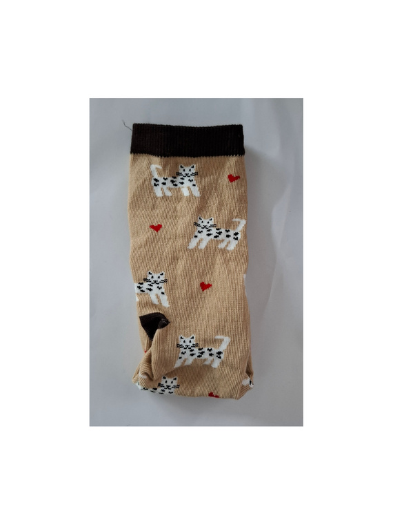 0200.196 Little cats and hearts Milena - dámské ponožky, Béžové