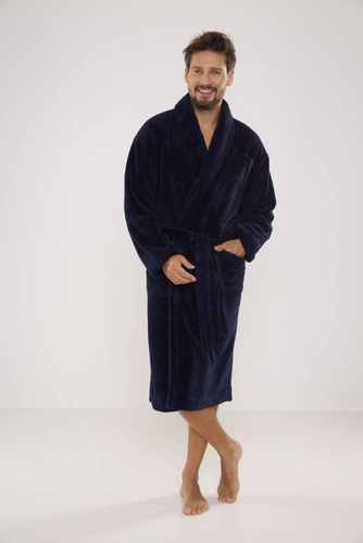 811 De Lafense pánský plyšový župan - tmavě modrý