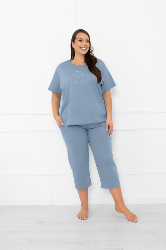 Dámské pyžamo Ksara - krátký rukáv, 3/4 kalhoty, bavlna Italian Fashion - ocelové