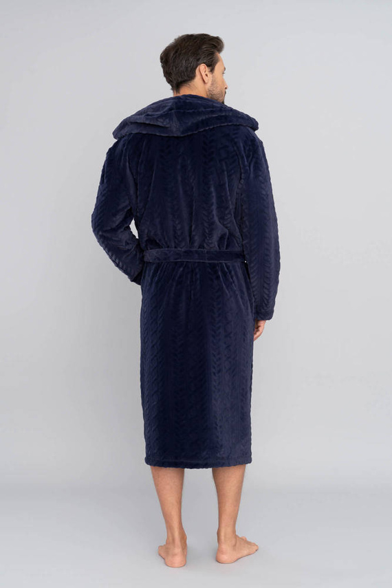 Zygmunt Pánský župan s kapucí Italian Fashion - tmavě modrý
