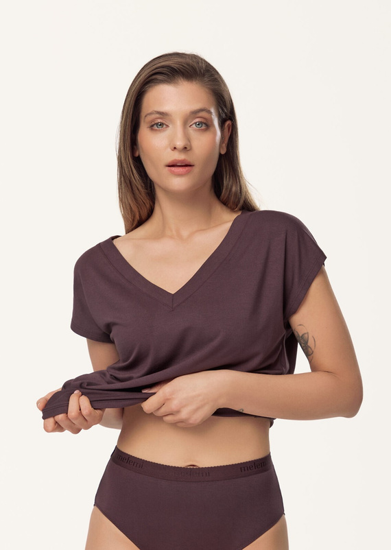 Pyžamové tričko Mefemi Mila PG71 viskóza volné pohodlné brown