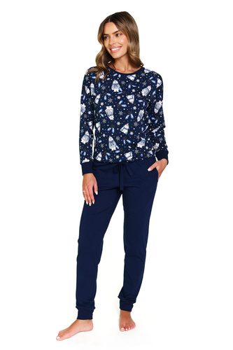 5272 Doktor Nap dámské pyžamo - Cozy Bear, bavlna, dlouhý rukáv a kalhoty