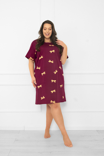 Kwadro Dámská noční košile Italian Fashion - bavlněná, s krátkým rukávem, s mašlemi