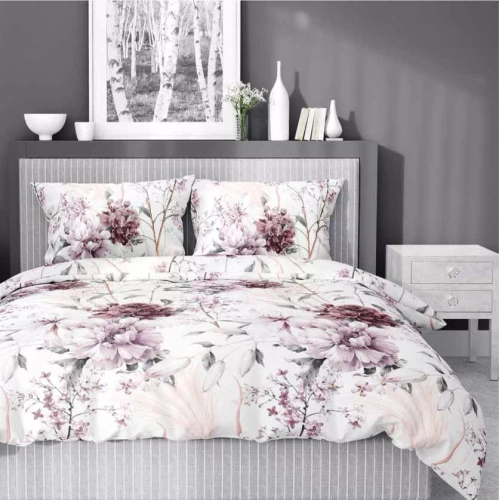 5222 B Pościel satynowa pudrowa różowa na jasnym tle Detexpol