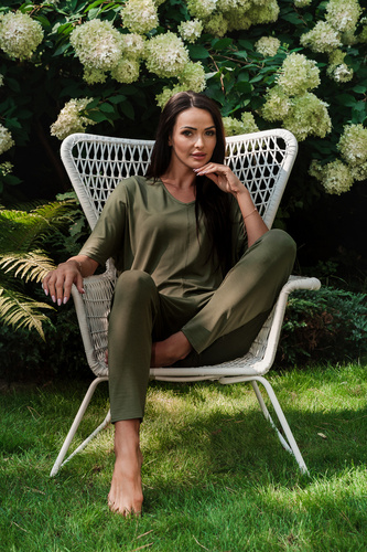 Dámská souprava s krátkým rukávem Paramo, délka. kalhoty Italian Fashion - khaki