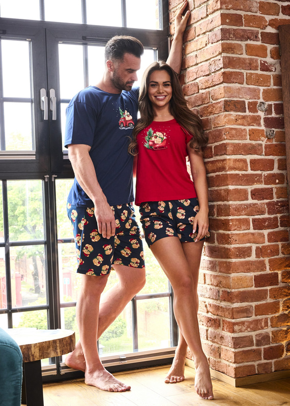 628/432 Teddy Cornette dámské pyžamo - vánoční, bavlna, krátký rukáv a kalhoty