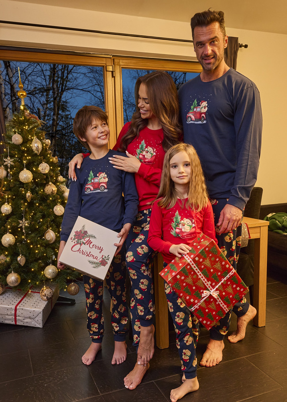 671/422 Teddy Cornette dámské pyžamo - vánoční, červené, bavlna, dlouhý rukáv