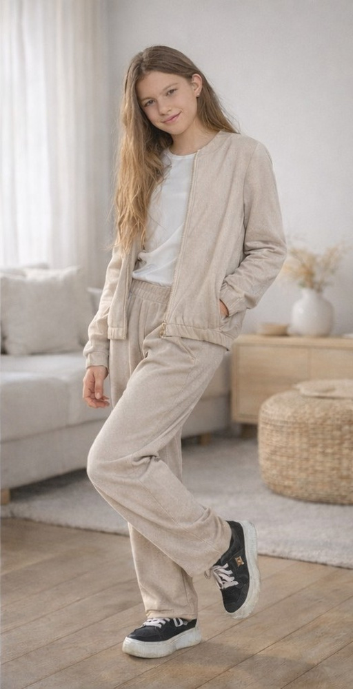 Mikina Cord Bambarillo béžová baby cord na zip