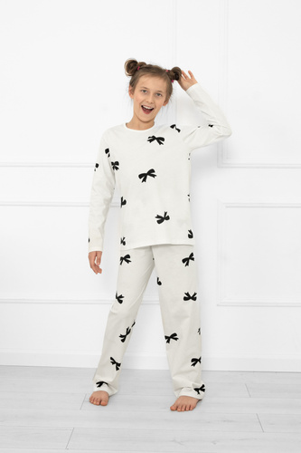 Dívčí pyžamo Fiocca- ecru, bavlna, dlouhý rukáv a kalhoty Italian Fashion