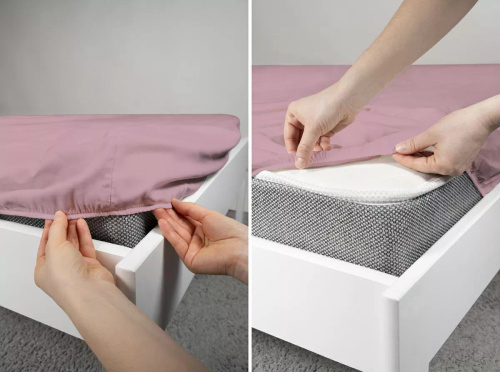 Mikrosaténové prostěradlo s gumou Poly Detexpol hladké a pohodlné pastel pink