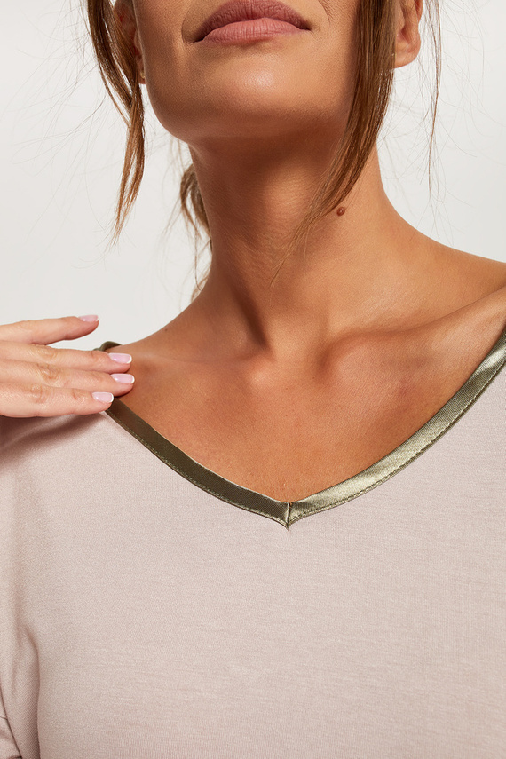 Indonésie Dámské pyžamo 3/4 rukáv, 3/4 kalhoty Italská móda - béžová/potisk