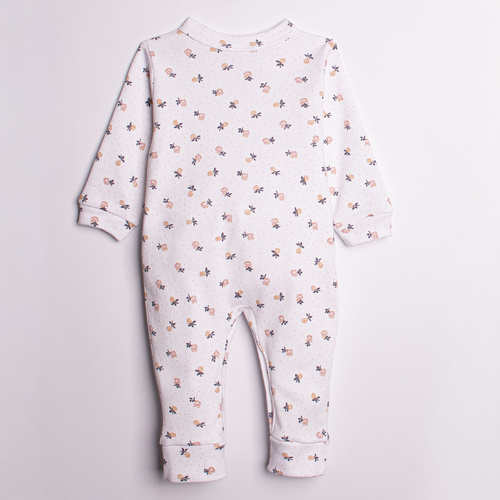 220032 Kojenecký overal Nicol 100% bavlna s dlouhým rukávem a jemným květinovým potiskem