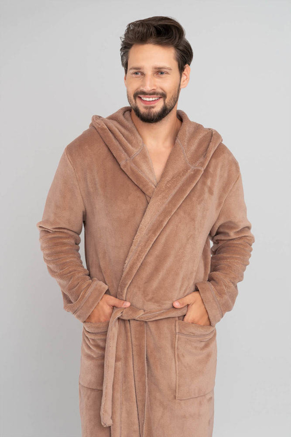 Mimas Pánský župan s kapucí Italian Fashion- camel