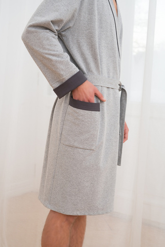 Gabriel Pánský župan s kapsami Italian Fashion- melange/graphite