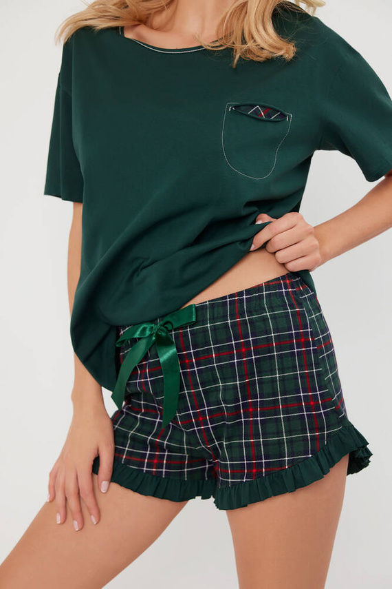 Foggia Dámské pyžamo s krátkým rukávem, šortky Italian Fashion - zelená/potisk