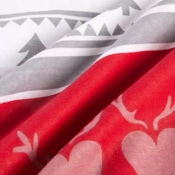 31516/1 Vánoční flanelové povlečení Flanelove Darymex šedá červená - sada 100% bavlna, hřejivá a měkká