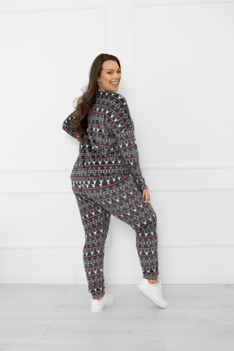 Dámská souprava Navara - fleecová souprava s vánočním vzorem se soby Italian Fashion - grafitová
