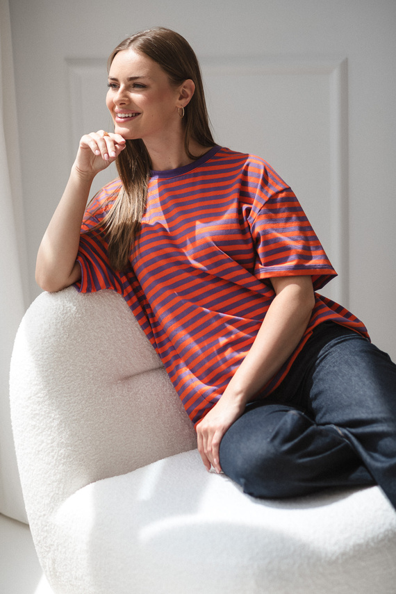 Mamahood Těhotenské a kojící tričko Milk&Love fialové a oranžové - pohodlné a stylové