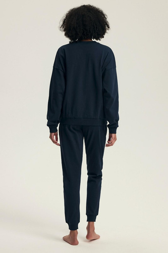 Dámské pyžamo Henderson 43705 Delancy navy blue - bavlna, dlouhý rukáv, pohodlné a stylové