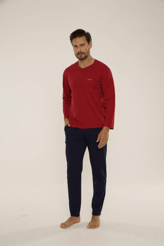 683 Kevin Forex Pánské pyžamo - bordó - tmavě modré