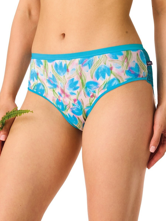 Dámské kalhotky Key LPC 572 midi bikini bavlněné s krajkou – 2 ks